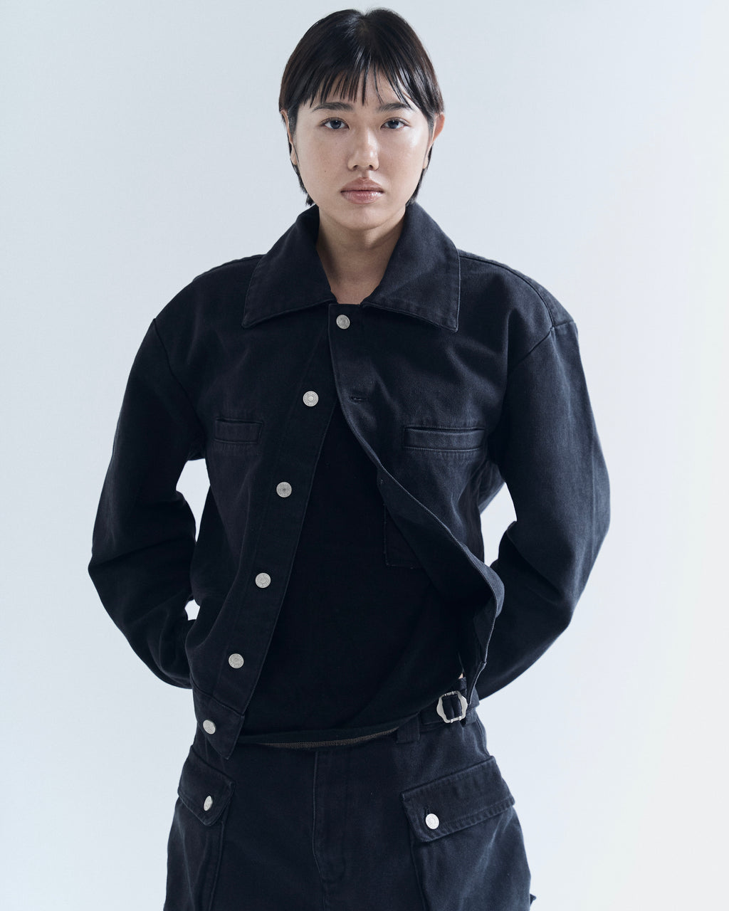 Light canvas work jacket - Black