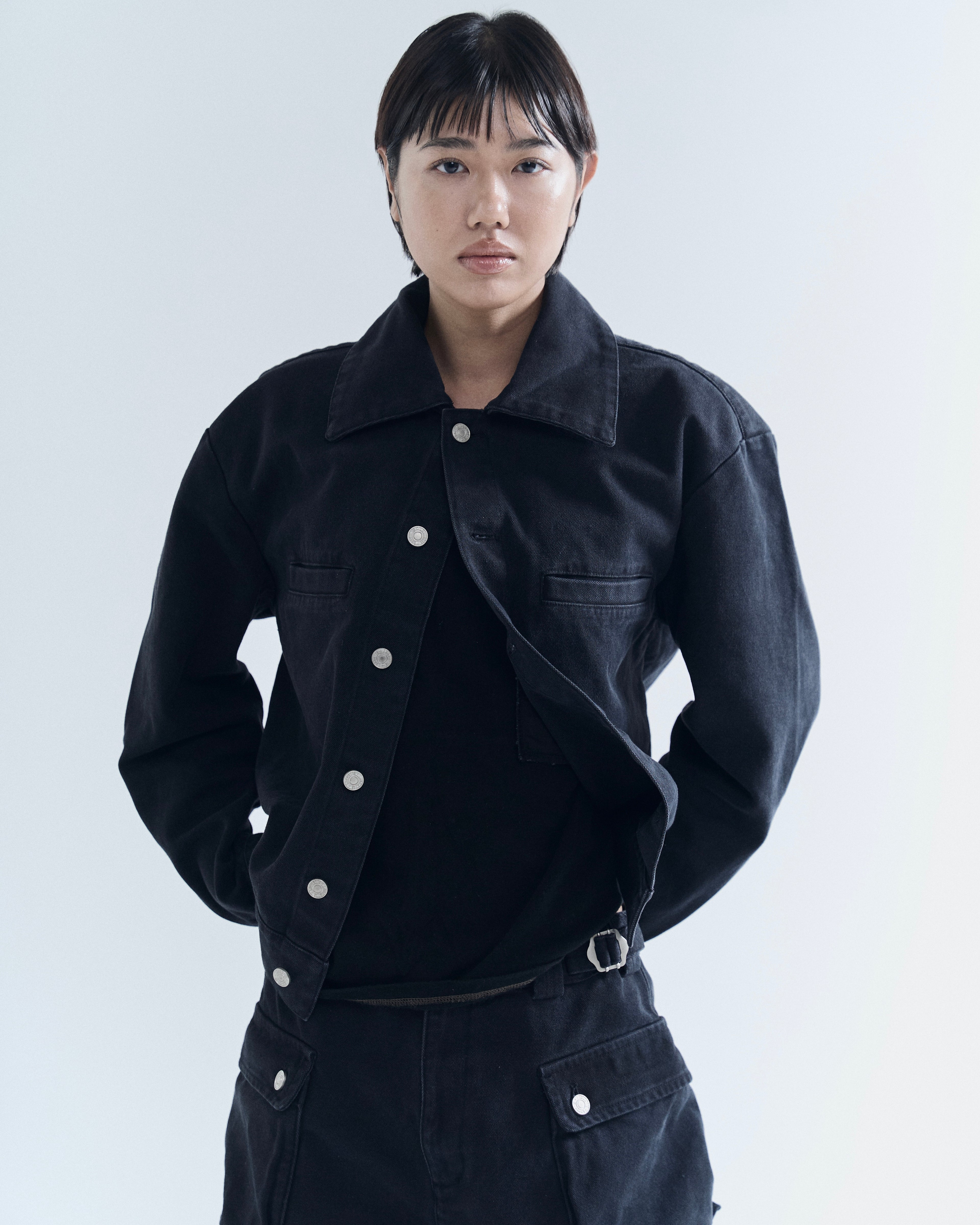 Light canvas work jacket - Black