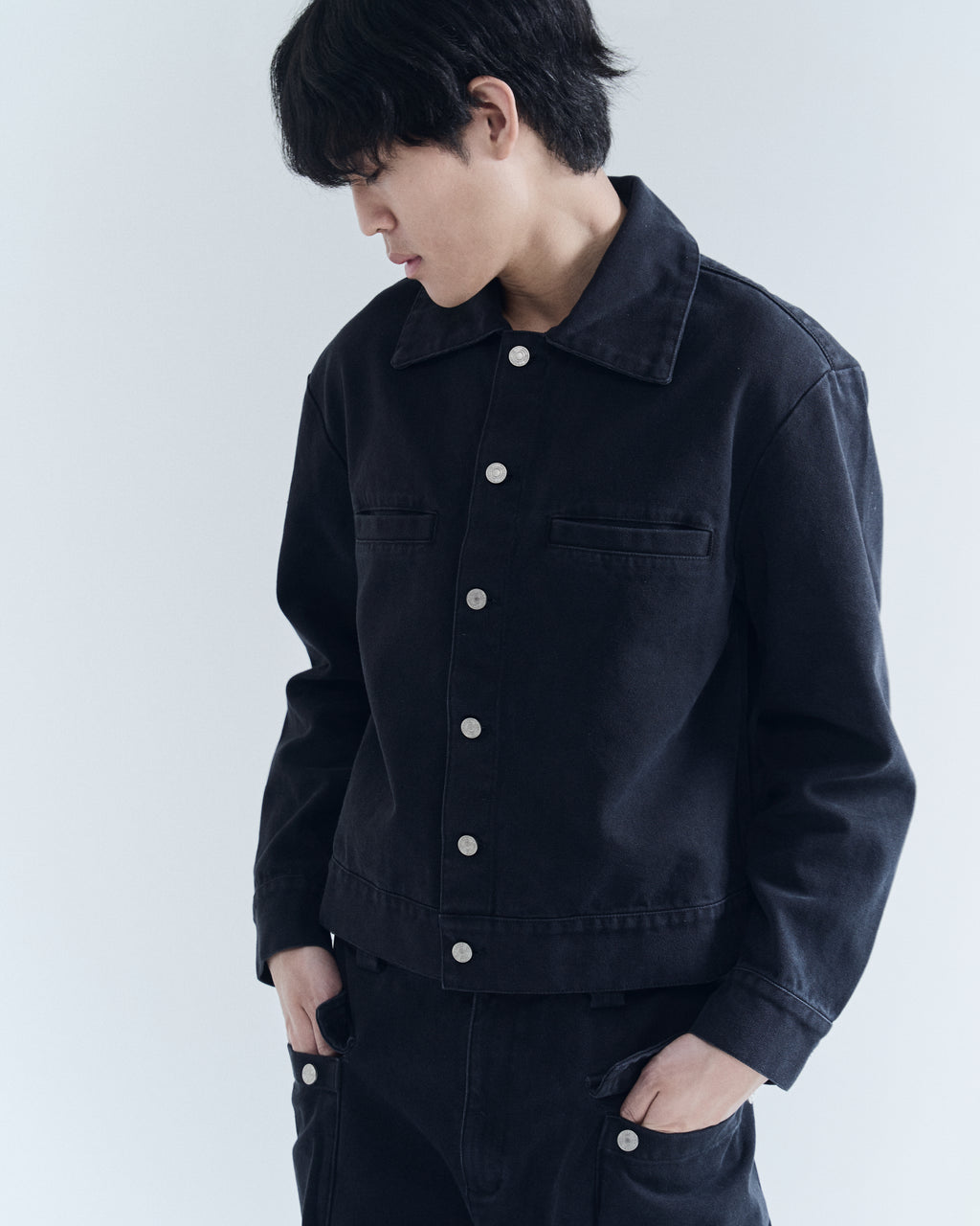 Light canvas work jacket - Black